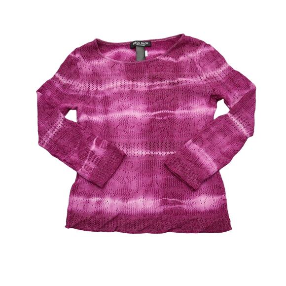 Bisou Bisou Sweater Womens M Purple Long Sleeve Round Neck Tight Knit Pullover - Picture 1 of 16